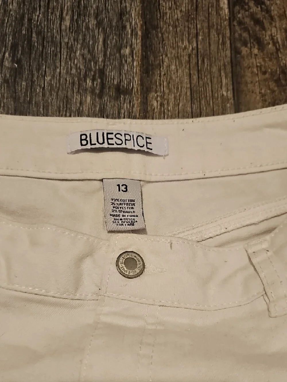 Blue Spice Cream White Denim Short Shorts